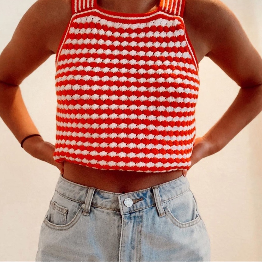RED&WHITE KNIT TOP